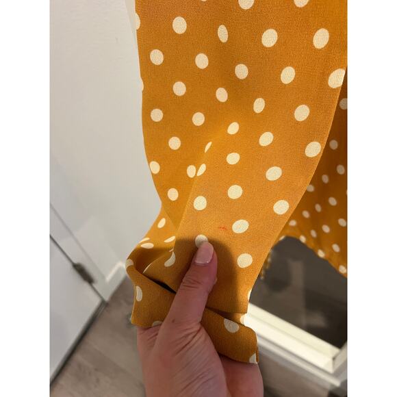 Reformation Anchorace Polka-Dot Georgette Mini Wrap Dress Mustard Size XS - Picture 5 of 7